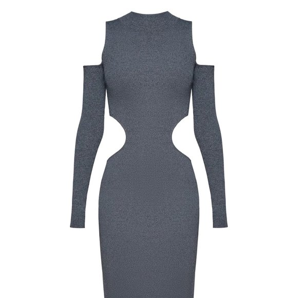 GRAY MATERIEL TBILISI CUT-OUTS SLIM DRESS - Picture 1 of 4